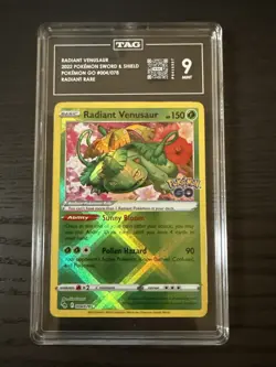 2022 Pokemon Go Radiant Venusaur 004/078 Radiant Rare TAG 9 Mint - Image 1