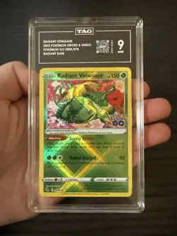 2022 Pokemon Go Radiant Venusaur 004/078 Radiant Rare TAG 9 Mint - Image 3