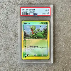 PSA 9 TREECKO #75 reverse foil - EX Ruby & Sapphire 2003 Pokemon Card! - Image 1