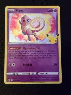 Mew 11/25 SWSH Celebrations Holo Rare Pokemon TCG Card - NM - Image 1