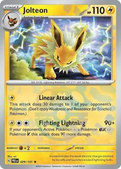 1x Jolteon - 029/131 - Rare ~~Master Ball Pattern~~ Reverse Holo NM-Mint Pokemon - Image 1
