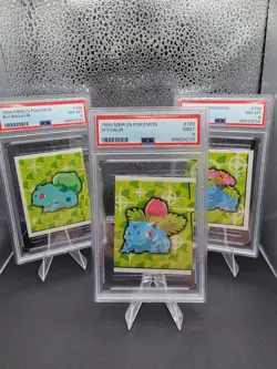 1999 Pokemon Merlin Stickers 💎 Full Venusaur Evoluition🔥 4 PSA Graded Slabs! - Image 3