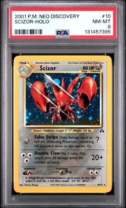 2001 POKEMON NEO DISCOVERY #10 SCIZOR-HOLO PSA 8 - Image 1