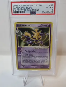 Pokemon Alakazam Gold Star EX Crystal Guardians Holo Rare #99 PSA 4 VG-EX - Image 1