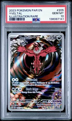 PSA 10 GEM MINT Yveltal Paradox Rift Illustration Rare 2023 Pokemon 205/182 - Image 1