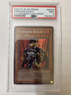 Yugioh PSA 9 Command Knight CT1-EN003 Incorrect Foil Misprint - Image 1