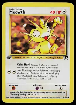 Pokemon Card - Meowth Team Rocket 62/82 Common 1st Edition - Image 1