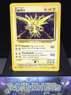 Pokemon Card Zapdos 16/102 Base Set Holo Rare WOTC Played 3 - Image 1