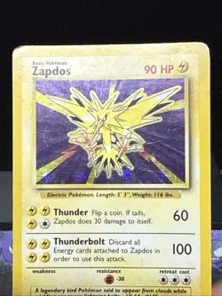 Pokemon Card Zapdos 16/102 Base Set Holo Rare WOTC Played 3 - Image 2
