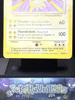 Pokemon Card Zapdos 16/102 Base Set Holo Rare WOTC Played 3 - Image 3