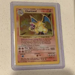 Pokemon TCG Base Set Charizard Holo Rare Card 4/102 Vintage MP - Image 1