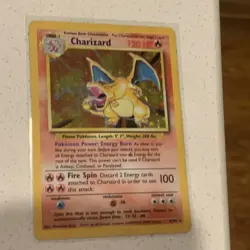 Pokemon TCG Base Set Charizard Holo Rare Card 4/102 Vintage MP - Image 2