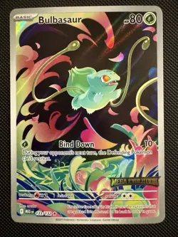 Pokemon TCG Bulbasaur 133/132 - Mega Evolution Enhanced Box Topper Stamped Promo - Image 1
