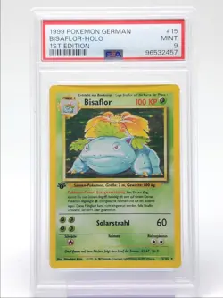 BISAFLOR VENUSAUR 1999 POKEMON GERMAN PACK 1ST ED HOLO 15/102 PSA 9 Q4444 - Image 1