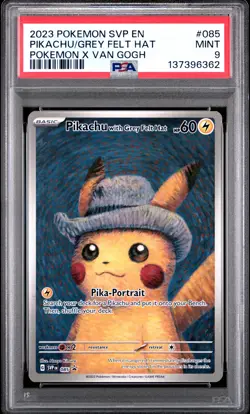 2023 POKEMON SVP POKEMON X VAN GOGH PROMO #085 PIKACHU WITH GREY FELT HAT PSA 9 - Image 1