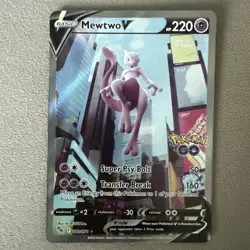 Pokemon TCG Mewtwo v Full Art Holo Ultra Rare Card Pokemon Go 072/078 72/78 - Image 1