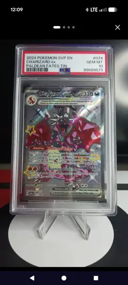 Pokemon TCG Charizard EX SVP-074 PSA 10 Gem Mint Paldean Fates Tin Promo - Image 1