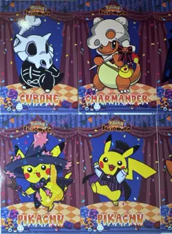 Pokemon Database Halloween Set Psyduck Pikachu, Lucario, Cubone Star Holo - Image 3