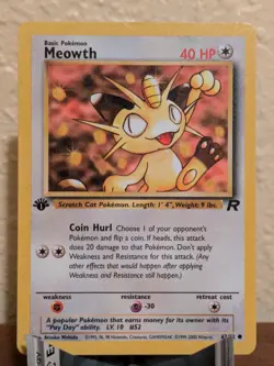 TCG Meowth #62/82 Regular 1st Edition, Pokemon Team Rocket Common - Image 1