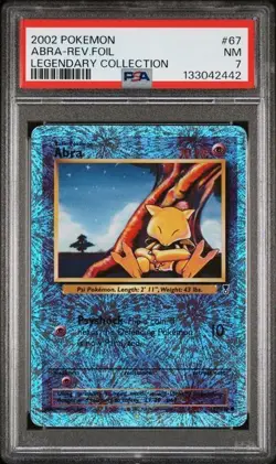 2002 POKEMON LEGENDARY COLLECTION #67 ABRA-REVERSE FOIL PSA 7 - Image 1