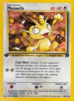 POKEMON TEAM ROCKET 1ST EDITION MEOWTH 62/82 - Image 1