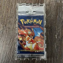 Pokemon Unlimited Base Set Booster Pack Charizard Artwork long crimp - Image 1