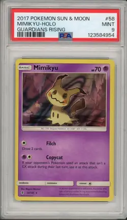 2017 Pokemon Sun & Moon Guardians Rising Mimikyu Holo #58 PSA 9 - Image 1