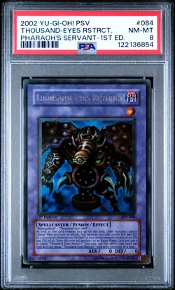 2002 YU-GI-OH! PSV-PHARAOH'S SERVANT 1ST ED #084 THOUSAND-EYES RESTRICT PSA 8 - Image 1