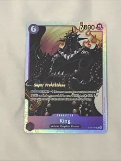 One Piece Card Game KING Super Pre-Release Gold Stamped Super Rare Holo NM - Image 1