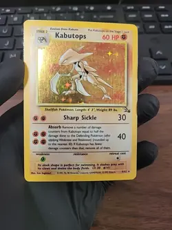 Pokemon Card Kabutops Fossil 9/62 Unlimted Holo Rare Card Vintage NM - Image 1