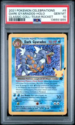 2021 Pokemon Celebrations Classic Coll Team Rocket #8 Dark Gyarados Holo PSA 10 - Image 1
