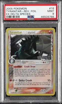 2005 POKEMON EX DELTA SPECIES #16 TYRANITAR-REVERSE FOIL PSA 9 - Image 1