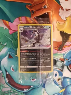 Pokemon Sword & Shield Stamped Promo Card Galarian Obstagoon 119/202 Holo Sealed - Image 1