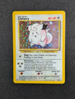 Pokemon TCG Clefairy Base Set Holo Unlimited Rare Card 5/102 NM/LP+ - Image 1