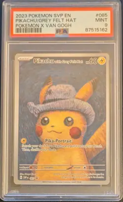 2023 Pokemon SVP Pikachu Grey Felt Hat x Van Gogh EN 085 (PSA 9) - Image 1