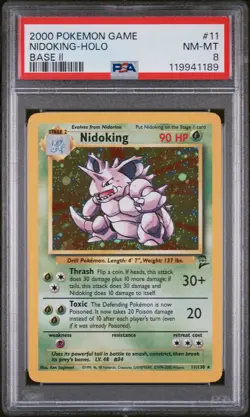 2000 POKEMON BASE SET 2 #11 NIDOKING-HOLO PSA 8 - Image 1