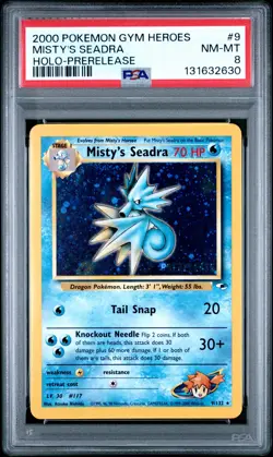 2000 POKEMON GYM HEROES HOLO-PRERELEASE #9 MISTY'S SEADRA PSA 8 - Image 1