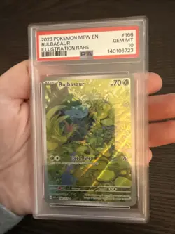 Bulbasaur 166/165 Illustration Rare 2023 Pokemon 151 MEW EN PSA 10 Gem Mint - Image 3