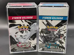 2x Pokemon Black Bolt White Flare Sealed Booster Bundle Display Case W/Acrylic - Image 1