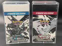 2x Pokemon SV10.5 Black Bolt White Flare Sealed Booster Bundle Display W/Acrylic - Image 1
