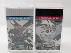 2x Pokemon SV10.5 Black Bolt White Flare Sealed Booster Bundle Display W/Acrylic - Image 1