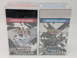 2x Pokemon SV10.5 Black Bolt White Flare Sealed Booster Bundle Display W/Acrylic - Image 1