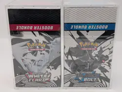 2x Pokemon SV10.5 Black Bolt White Flare Sealed Booster Bundle Display W/Acrylic - Image 1