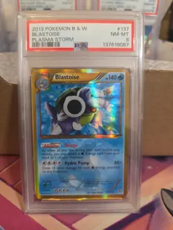2013 Pokemon Black & White Plasma Storm Blastoise Holo 137/135 Secret Rare PSA 8 - Image 1