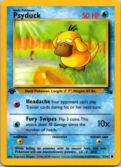 Psyduck 53/62 Fossil 1st Edition LP Pokemon Card TCG - Image 1