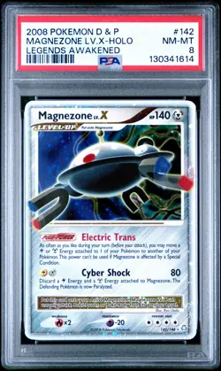 2008 POKEMON DP LEGENDS AWAKENED MAGNEZONE LV X #142 PSA 8 NM #130341614 - Image 1