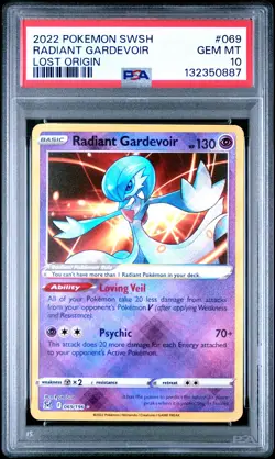 2022 POKEMON SWORD & SHIELD LOST ORIGIN #069 RADIANT GARDEVOIR PSA 10 - Image 1