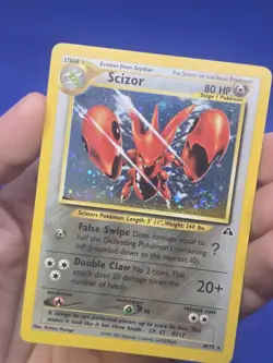VTG WOTC Pokemon Neo Discovery Unlimited Scizor 10/75 Holo Rare LP/MP W Swirl - Image 2