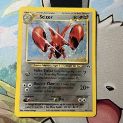 Scizor 10/75 Neo Discovery 2001 Holo Rare WOTC Pokemon Card TCG - LP - Swirl - Image 2