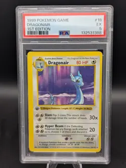 1999 Pokemon 1st Edition Base Set 18/102 Dragonir Dragonair PSA 5 - Image 1